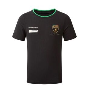 LAMBORGHINI Tshirt Boys XXL Black Logo Short Sleeve Shirt Car Squadra Corse Boy